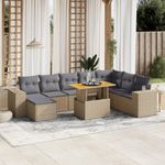 Casa si Gradina - Gradina si terasa - Mobilier exterior - Seturi mobila gradina - Set canapele de gradina, 9 piese, cu perne, bej, poliratan - Infinity.ro