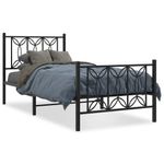Casa si Gradina - Mobilier - Paturi si accesorii - Paturi - Cadru pat metalic cu tablii de cap/picioare, negru, 75x190 cm - Infinity.ro