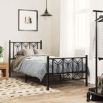 Casa si Gradina - Mobilier - Paturi si accesorii - Paturi - Cadru pat metalic cu tablii de cap/picioare, negru, 75x190 cm - Infinity.ro