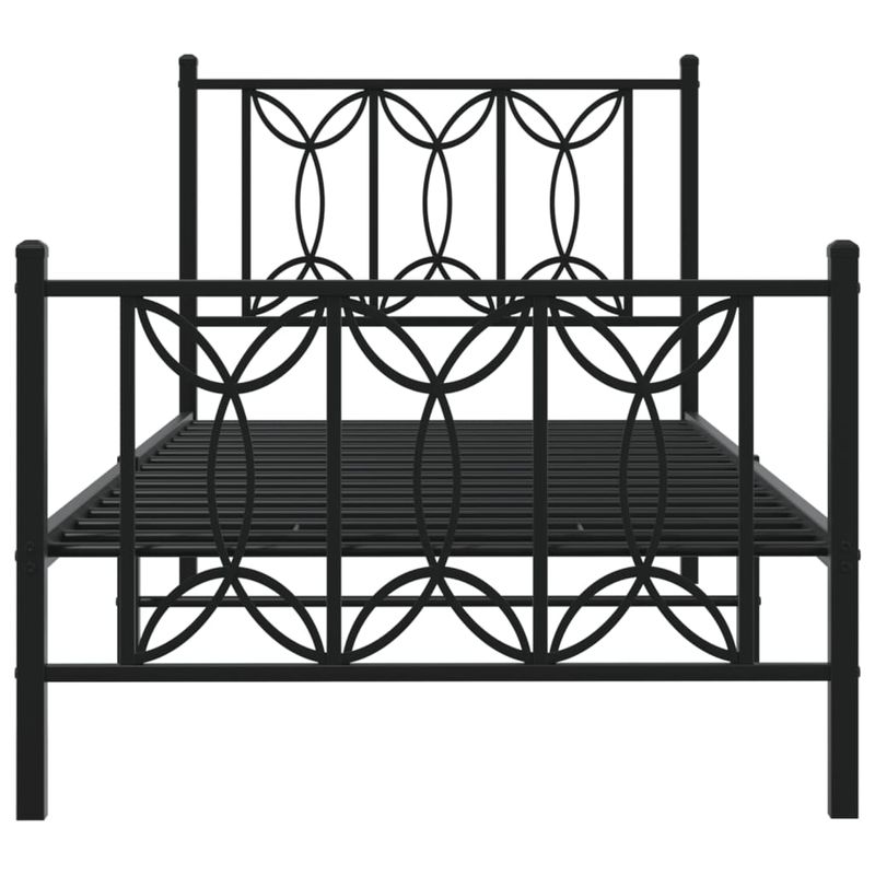 Casa si Gradina - Mobilier - Paturi si accesorii - Paturi - Cadru pat metalic cu tablii de cap/picioare, negru, 75x190 cm - Infinity.ro