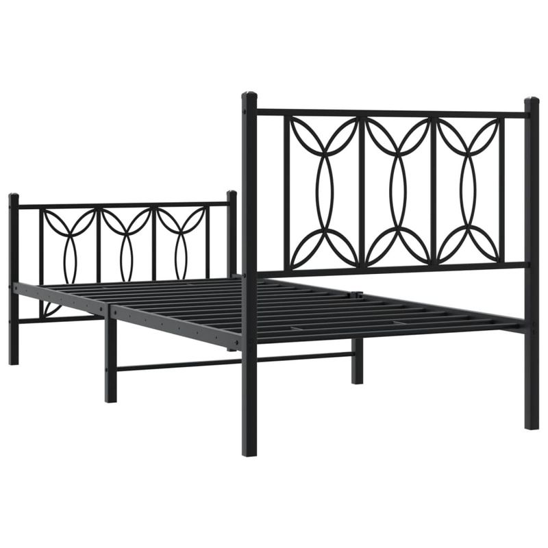 Casa si Gradina - Mobilier - Paturi si accesorii - Paturi - Cadru pat metalic cu tablii de cap/picioare, negru, 75x190 cm - Infinity.ro