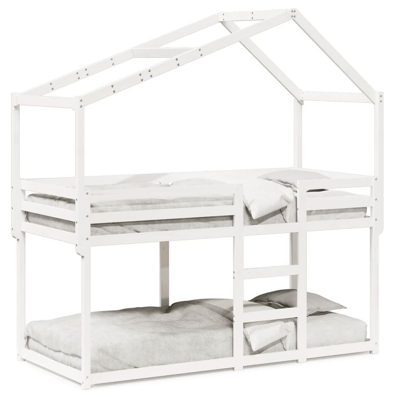 Casa si Gradina - Mobilier - Paturi si accesorii - Paturi - Pat supraetajat cu acoperis, alb, 90x200 cm, lemn masiv de pin - Infinity.ro