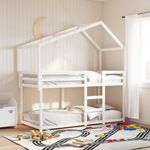 Casa si Gradina - Mobilier - Paturi si accesorii - Paturi - Pat supraetajat cu acoperis, alb, 90x200 cm, lemn masiv de pin - Infinity.ro