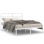 Casa si Gradina - Mobilier - Paturi si accesorii - Paturi - Cadru de pat metalic cu tablie, alb, 150x200 cm - Infinity.ro