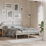 Casa si Gradina - Mobilier - Paturi si accesorii - Paturi - Cadru de pat metalic cu tablie, alb, 150x200 cm - Infinity.ro