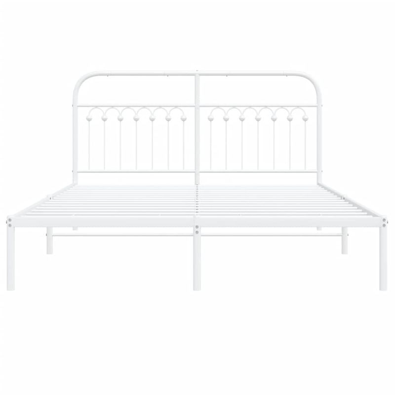 Casa si Gradina - Mobilier - Paturi si accesorii - Paturi - Cadru de pat metalic cu tablie, alb, 150x200 cm - Infinity.ro