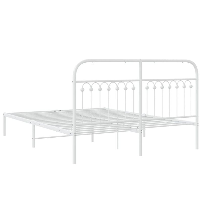 Casa si Gradina - Mobilier - Paturi si accesorii - Paturi - Cadru de pat metalic cu tablie, alb, 150x200 cm - Infinity.ro