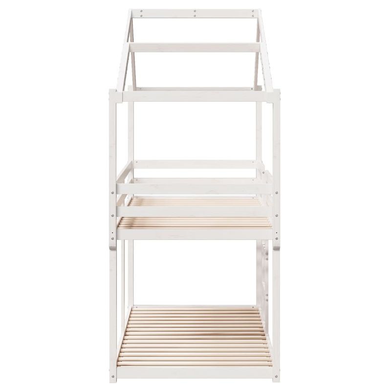 Casa si Gradina - Mobilier - Paturi si accesorii - Paturi - Pat supraetajat cu acoperis, alb, 90x200 cm, lemn masiv de pin - Infinity.ro