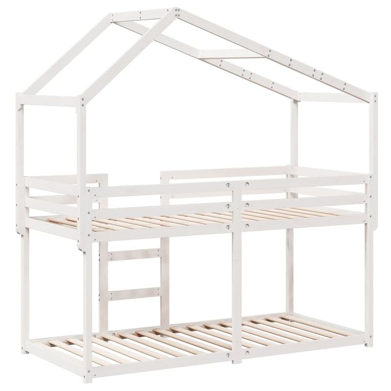 Casa si Gradina - Mobilier - Paturi si accesorii - Paturi - Pat supraetajat cu acoperis, alb, 90x200 cm, lemn masiv de pin - Infinity.ro