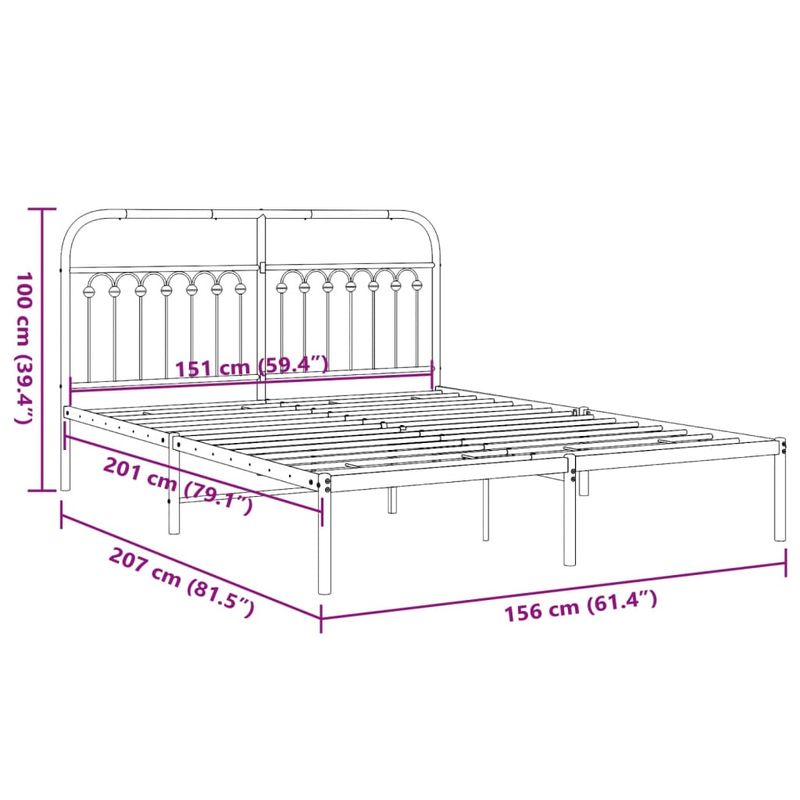 Casa si Gradina - Mobilier - Paturi si accesorii - Paturi - Cadru de pat metalic cu tablie, alb, 150x200 cm - Infinity.ro