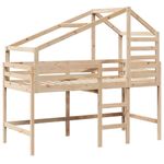 Casa si Gradina - Mobilier - Paturi si accesorii - Paturi - Pat etajat cu scara si acoperis, alb, 90x190 cm, lemn masiv pin - Infinity.ro