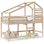 Casa si Gradina - Mobilier - Paturi si accesorii - Paturi - Pat etajat cu scara si acoperis, alb, 90x190 cm, lemn masiv pin - Infinity.ro