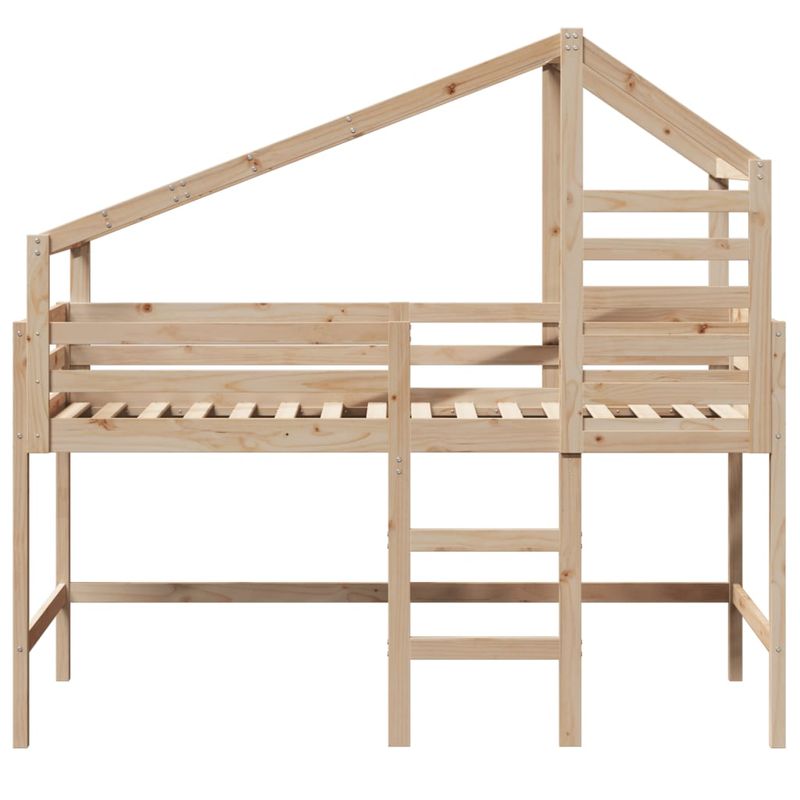 Casa si Gradina - Mobilier - Paturi si accesorii - Paturi - Pat etajat cu scara si acoperis, alb, 90x190 cm, lemn masiv pin - Infinity.ro