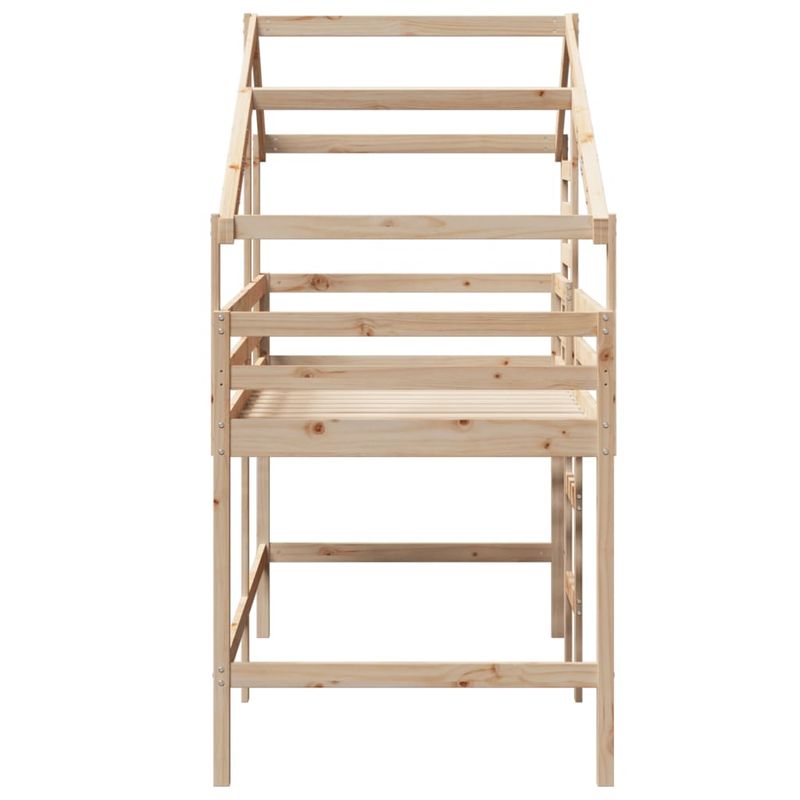 Casa si Gradina - Mobilier - Paturi si accesorii - Paturi - Pat etajat cu scara si acoperis, alb, 90x190 cm, lemn masiv pin - Infinity.ro