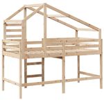 Casa si Gradina - Mobilier - Paturi si accesorii - Paturi - Pat etajat cu scara si acoperis, alb, 90x190 cm, lemn masiv pin - Infinity.ro