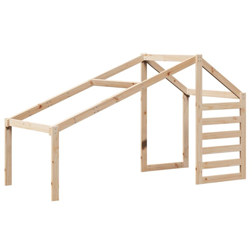Casa si Gradina - Mobilier - Paturi si accesorii - Paturi - Pat etajat cu scara si acoperis, alb, 90x190 cm, lemn masiv pin - Infinity.ro