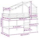 Casa si Gradina - Mobilier - Paturi si accesorii - Paturi - Pat etajat cu scara si acoperis, alb, 90x190 cm, lemn masiv pin - Infinity.ro