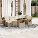 Casa si Gradina - Gradina si terasa - Mobilier exterior - Seturi mobila gradina - Set canapele de gradina, 8 piese, cu perne, bej, poliratan - Infinity.ro