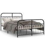 Casa si Gradina - Mobilier - Paturi si accesorii - Paturi - Cadru pat metalic cu tablie de cap/picioare, negru, 140x190 cm - Infinity.ro
