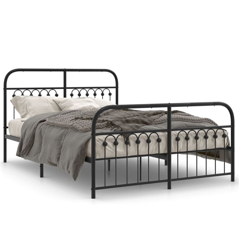 Casa si Gradina - Mobilier - Paturi si accesorii - Paturi - Cadru pat metalic cu tablie de cap/picioare, negru, 140x190 cm - Infinity.ro
