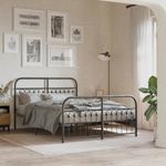 Casa si Gradina - Mobilier - Paturi si accesorii - Paturi - Cadru pat metalic cu tablie de cap/picioare, negru, 140x190 cm - Infinity.ro