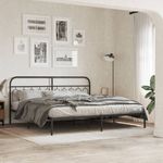 Casa si Gradina - Mobilier - Paturi si accesorii - Paturi - Cadru de pat metalic cu tablie, negru, 200x200 cm - Infinity.ro