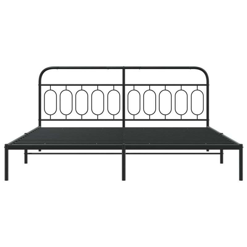 Casa si Gradina - Mobilier - Paturi si accesorii - Paturi - Cadru de pat metalic cu tablie, negru, 200x200 cm - Infinity.ro