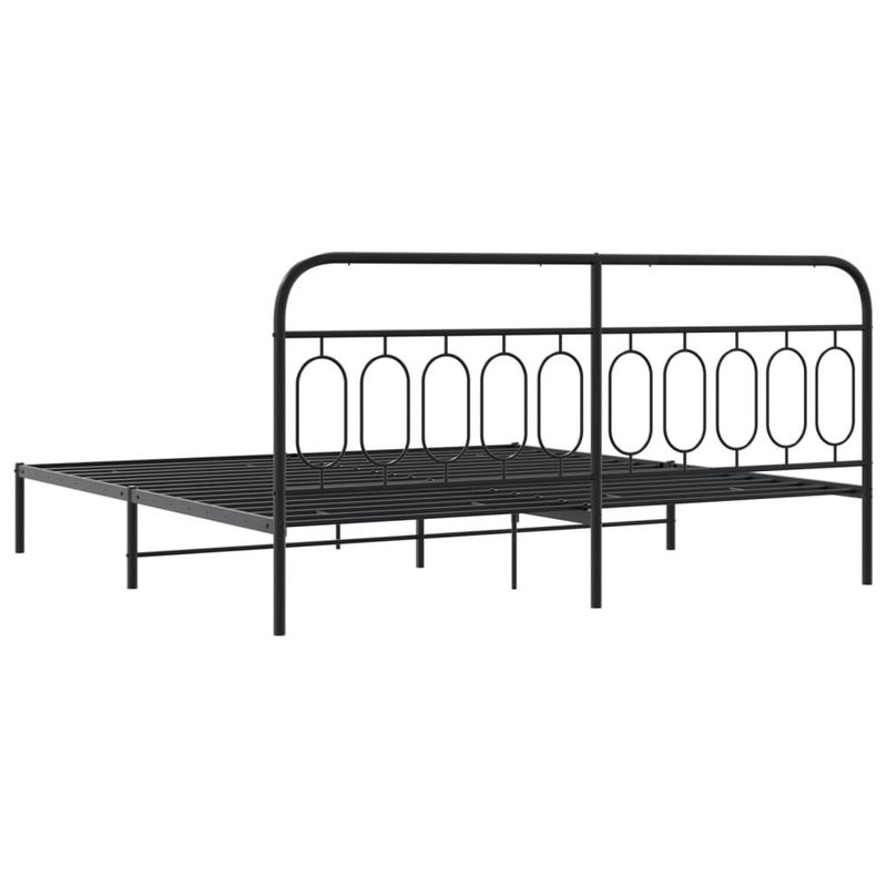 Casa si Gradina - Mobilier - Paturi si accesorii - Paturi - Cadru de pat metalic cu tablie, negru, 200x200 cm - Infinity.ro