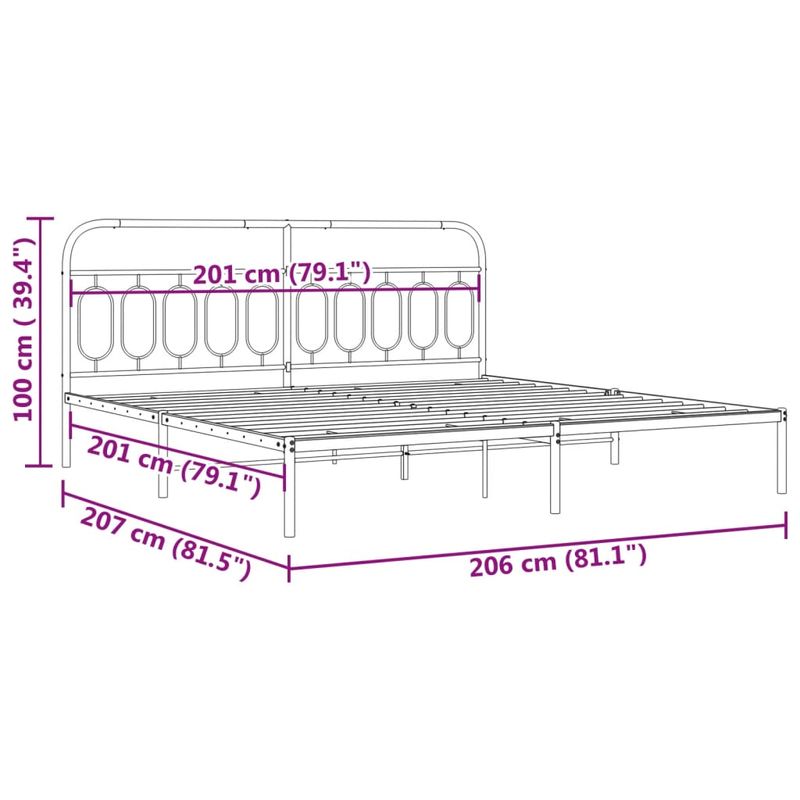 Casa si Gradina - Mobilier - Paturi si accesorii - Paturi - Cadru de pat metalic cu tablie, negru, 200x200 cm - Infinity.ro