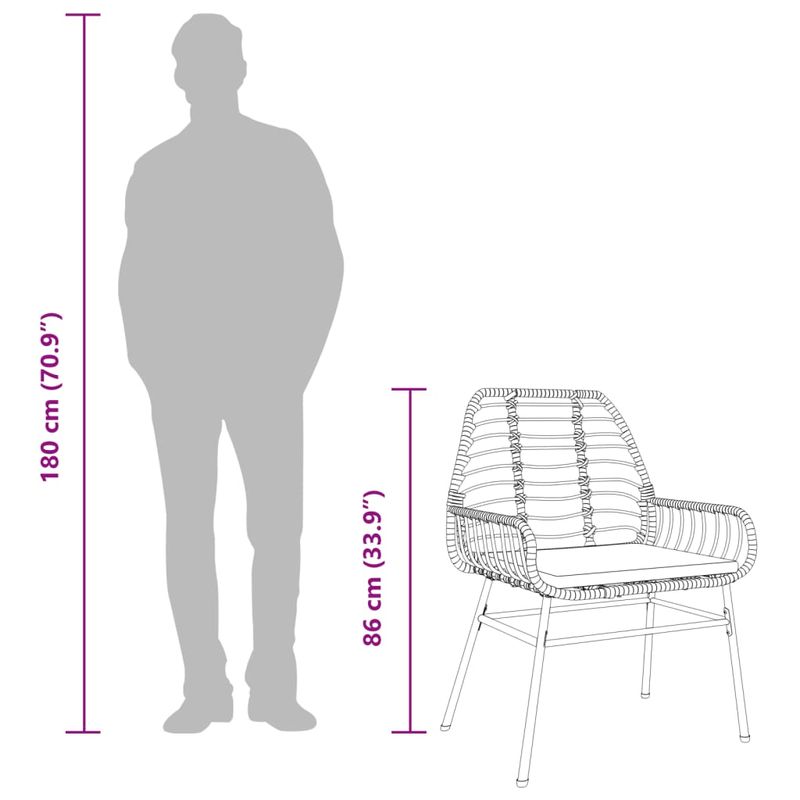 Casa si Gradina - Gradina si terasa - Mobilier exterior - Scaune si sezlonguri gradina - Scaune de gradina cu perne, 2 buc., negru, poliratan - Infinity.ro