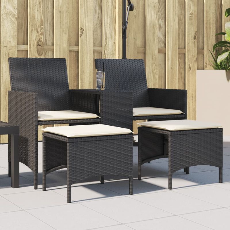 Casa si Gradina - Gradina si terasa - Mobilier exterior - Canapele si fotolii gradina - Canapea de gradina cu 2 locuri cu masa si scaune negru poliratan - Infinity.ro