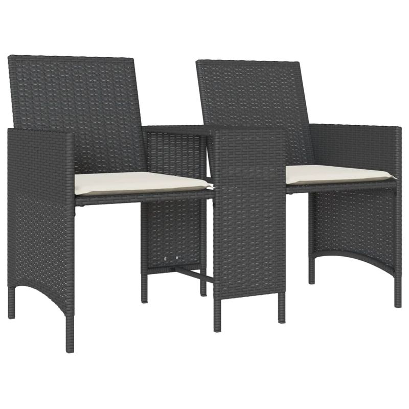 Casa si Gradina - Gradina si terasa - Mobilier exterior - Canapele si fotolii gradina - Canapea de gradina cu 2 locuri cu masa si scaune negru poliratan - Infinity.ro