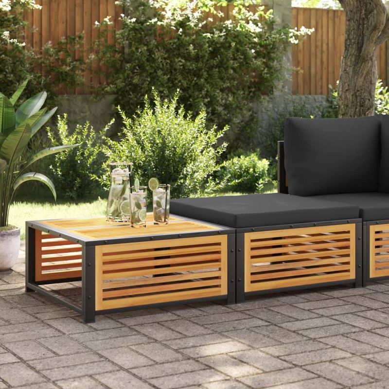 Casa si Gradina - Gradina si terasa - Mobilier exterior - Canapele si fotolii gradina - Masa de gradina cu taburet, lemn masiv de acacia, antracit - Infinity.ro
