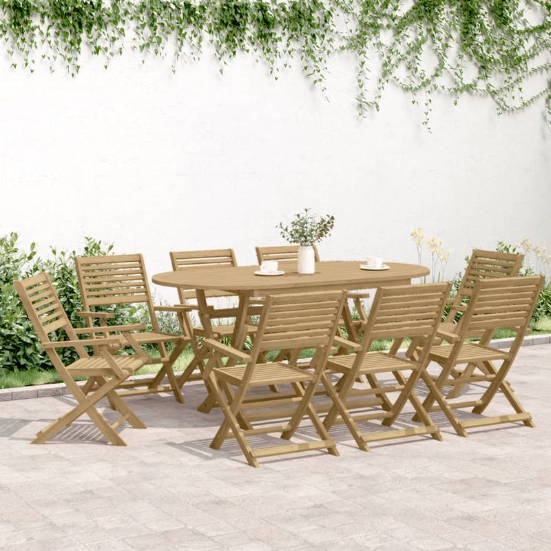 Casa si Gradina - Gradina si terasa - Mobilier exterior - Seturi mobila gradina - Set mobilier de gradina, 9 piese, lemn masiv de acacia - Infinity.ro