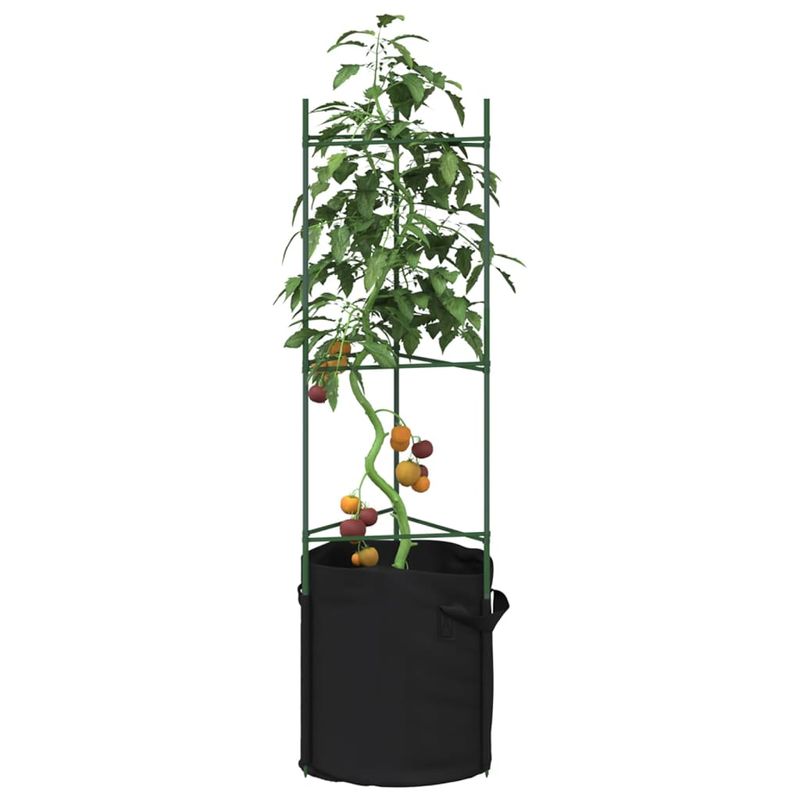 Casa si Gradina - Gradinarit si plante - Plante si ghivece - Ghivece si suporturi - Suport pentru rosii cu saci de plante 6 buc., 116 cm otel si PP - Infinity.ro