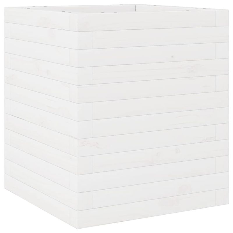 Casa si Gradina - Gradinarit si plante - Plante si ghivece - Ghivece si suporturi - Jardiniera de gradina, alb, 40x40x46 cm, lemn masiv de pin - Infinity.ro