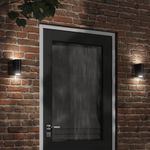 Casa si Gradina - Corpuri si surse de iluminat - Iluminat exterior - Felinare - Lampi exterioare de perete cu LED 2 buc. negru, aluminiu turnat - Infinity.ro