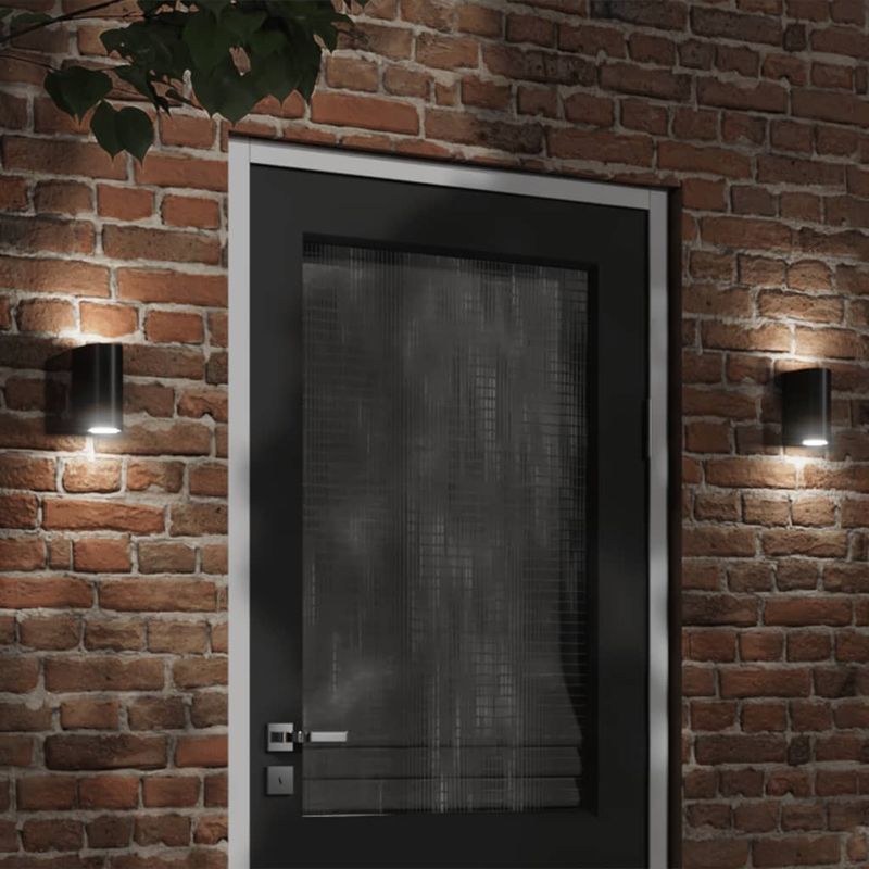 Casa si Gradina - Corpuri si surse de iluminat - Iluminat exterior - Felinare - Lampi exterioare de perete cu LED 2 buc. negru, aluminiu turnat - Infinity.ro