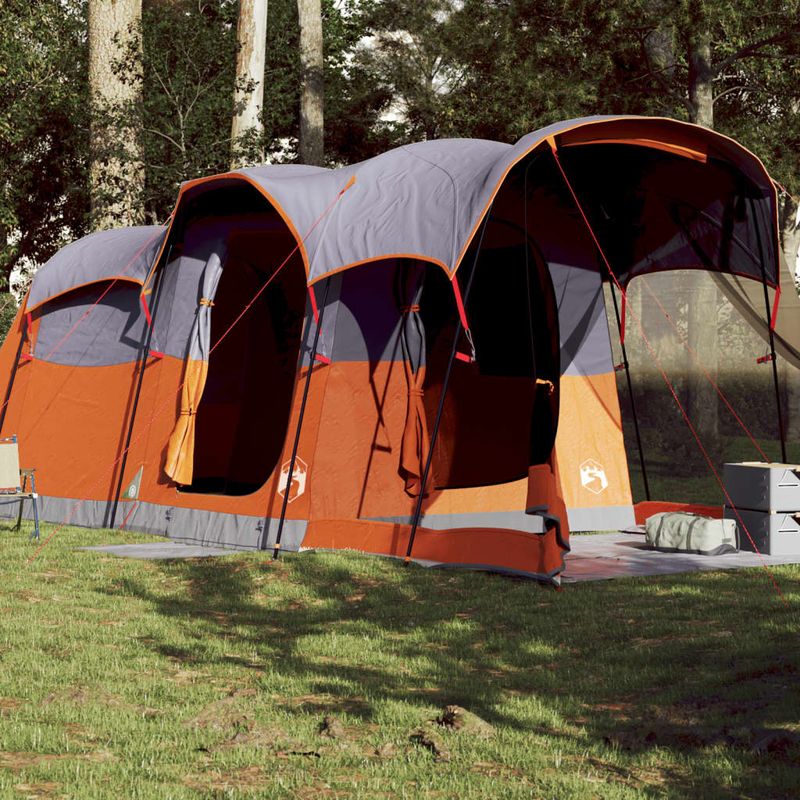 Sport si Outdoor - Camping - Corturi camping - Cort de familie tunel 8 persoane, gri/portocaliu, impermeabil - Infinity.ro