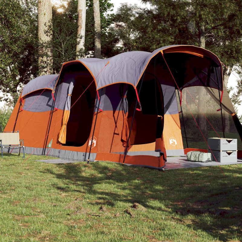 Sport si Outdoor - Camping - Corturi camping - Cort de familie tunel 8 persoane, gri/portocaliu, impermeabil - Infinity.ro