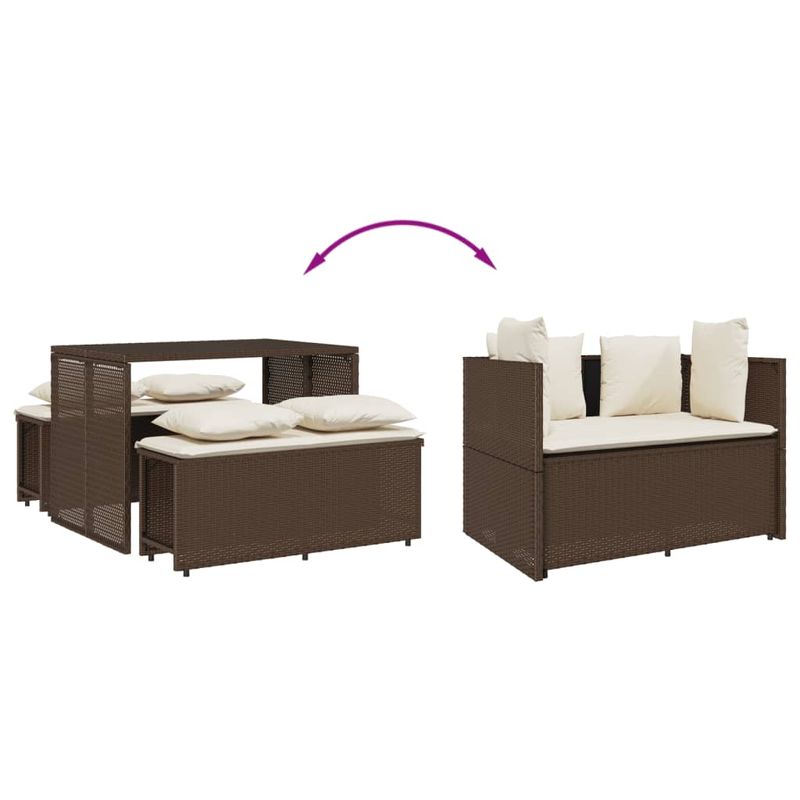 Casa si Gradina - Gradina si terasa - Mobilier exterior - Seturi mobila gradina - Set mobilier de gradina cu perne, 3 piese, maro, poliratan - Infinity.ro