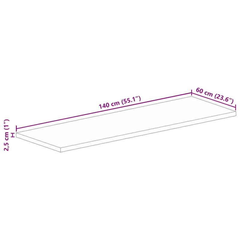 Casa si Gradina - Mobilier - Feronerie si accesorii mobila - Blat de masa, 140x60x2,5cm, dreptunghiular, lemn masiv reciclat (multicolor) - Infinity.ro