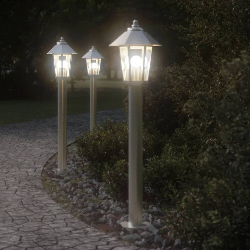 Casa si Gradina - Corpuri si surse de iluminat - Iluminat exterior - Felinare - Lampa exterioara de podea, argintiu, 80 cm, otel inoxidabil - Infinity.ro
