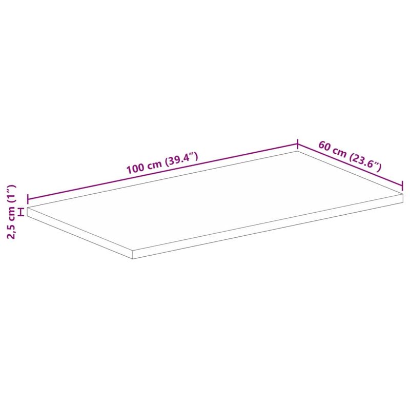 Casa si Gradina - Mobilier - Feronerie si accesorii mobila - Blat de masa, 100x60x2,5cm, dreptunghiular, lemn masiv reciclat (multicolor) - Infinity.ro