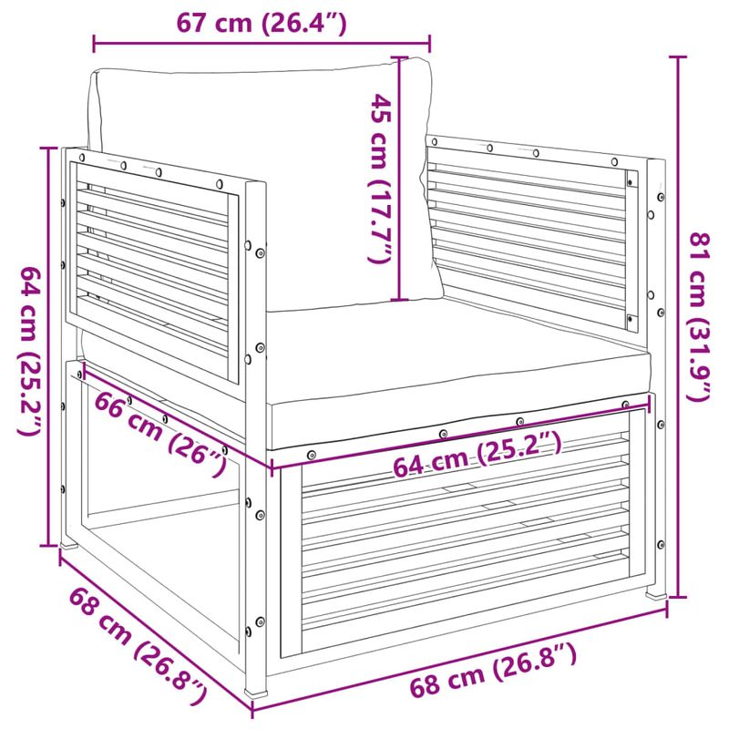 Casa si Gradina - Gradina si terasa - Mobilier exterior - Canapele si fotolii gradina - Scaun de gradina cu perne, lemn masiv de acacia - Infinity.ro