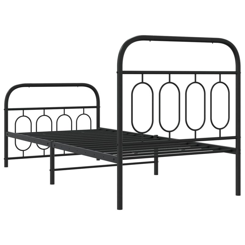 Casa si Gradina - Mobilier - Paturi si accesorii - Paturi - Cadru pat metalic cu tablii de cap/picioare, negru, 80x200 cm - Infinity.ro