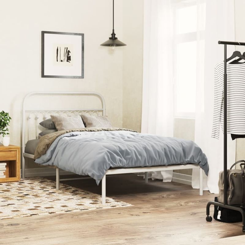 Casa si Gradina - Mobilier - Paturi si accesorii - Accesorii paturi - Tablie de pat metalica, alb, 107 cm - Infinity.ro