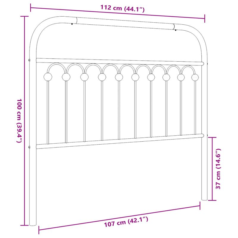 Casa si Gradina - Mobilier - Paturi si accesorii - Accesorii paturi - Tablie de pat metalica, alb, 107 cm - Infinity.ro