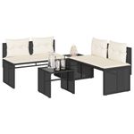 Casa si Gradina - Gradina si terasa - Mobilier exterior - Seturi mobila gradina - Set mobilier de gradina cu perne, 4 piese, negru, poliratan - Infinity.ro
