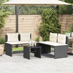 Casa si Gradina - Gradina si terasa - Mobilier exterior - Seturi mobila gradina - Set mobilier de gradina cu perne, 4 piese, negru, poliratan - Infinity.ro
